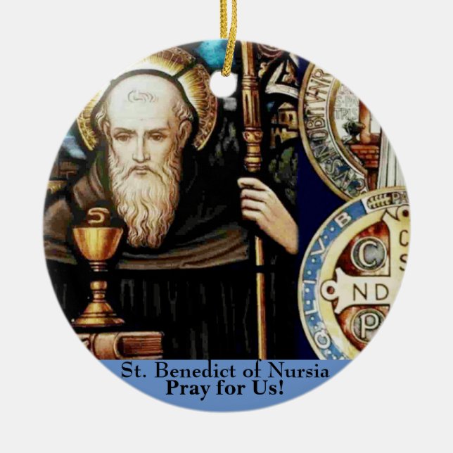 St. Benedict of Nursia Julgransprydnad Keramik (Framsidan)