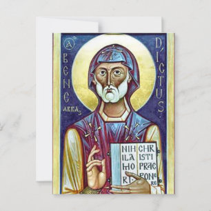 St. Benedict of Nursia Orthodox Christian Icon Vykort