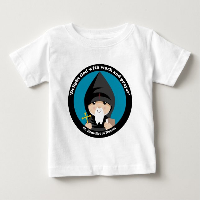 St Benedict of Nursia Tee Shirt (Framsida)