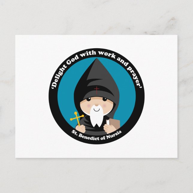 St Benedict of Nursia Vykort (Framsida)