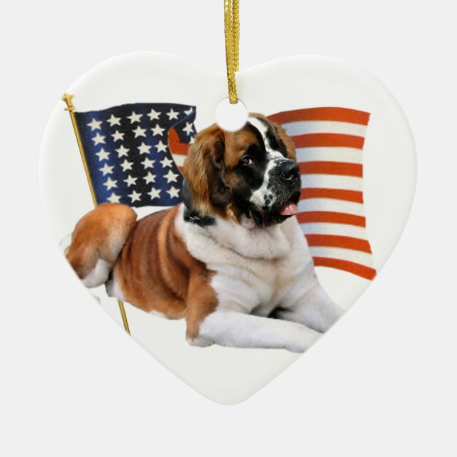 St Bernard all amerikan Julgransprydnad Keramik (Framsidan)
