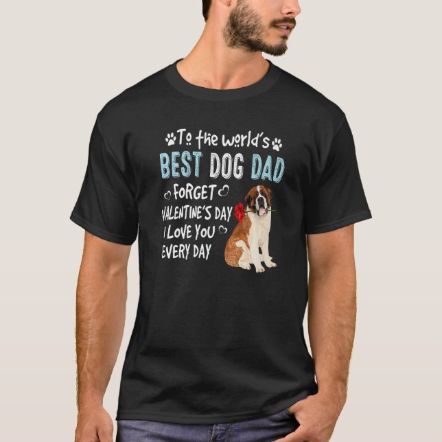 St Bernard Best Hund Pappa Valentines day Puppy T Shirt (Framsida)