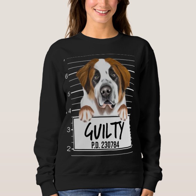 St Bernard Brottsfoto Dömd Hund T Shirt (Framsida)
