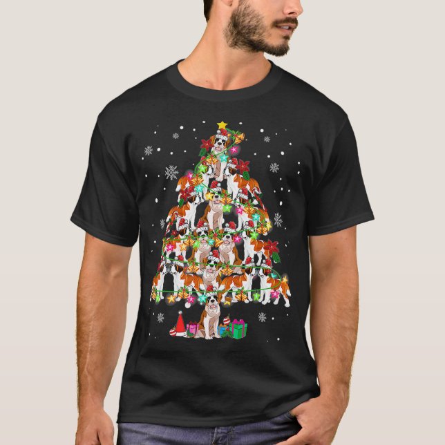St Bernard Christmas Tree Funny St Bernard Gifts T Shirt (Framsida)