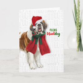 St Bernard Dog Funny Fleas Navidog Christmas Helgkort