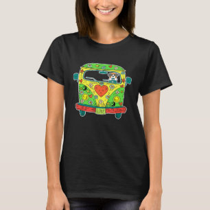 St Bernard Driving Hippie Buss Peace Kärlek Hund T Shirt