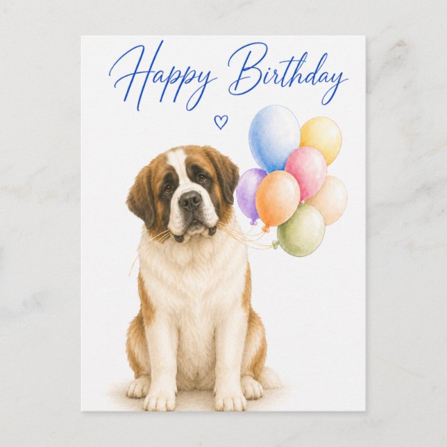 St Bernard Födelsedag Vykort (Framsida)