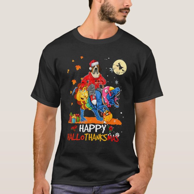 St Bernard Glad Hallothanksmas Halloween Tacksägel T Shirt (Framsida)