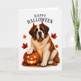 St Bernard Halloween Djävulshund Kort