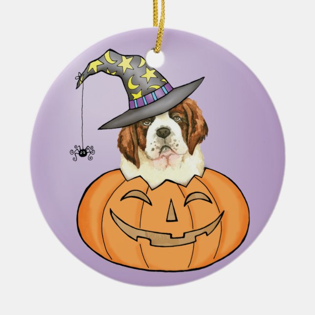 St. Bernard Halloween Julgransprydnad Keramik (Framsidan)