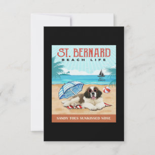 St Bernard Hund Beach Life Funny St Bernard Älskar Tack Kort