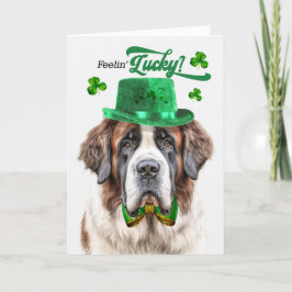 St. Bernard Hund Feelin' Lucky St patrick's day Helgkort