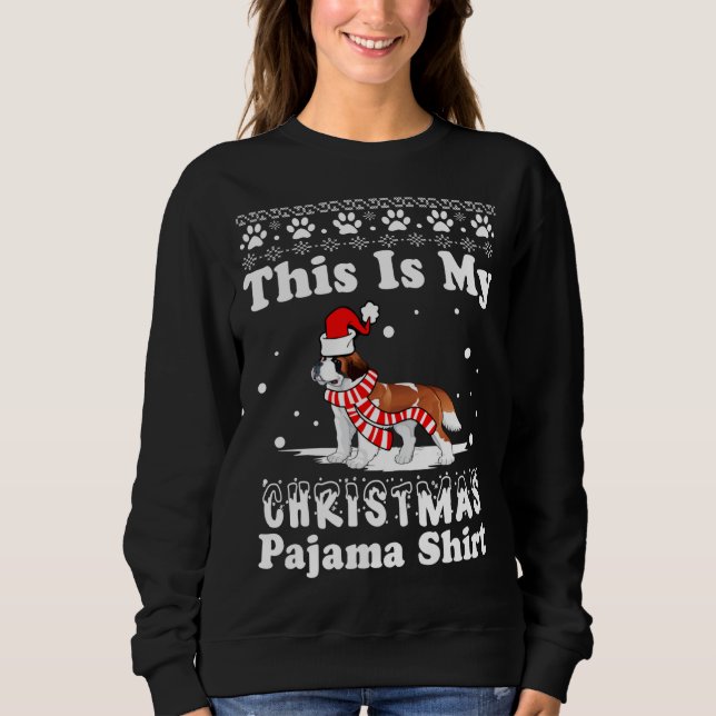 St Bernard Hund Funny Julafton Det här är min julp T Shirt (Framsida)