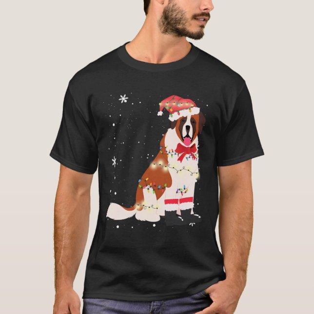 St Bernard Hund Julgran Julafton Mamma Pappa i T Shirt (Framsida)