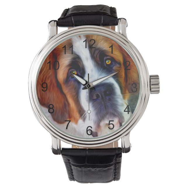 St Bernard Hund Painting Armbandsur (Framsida)