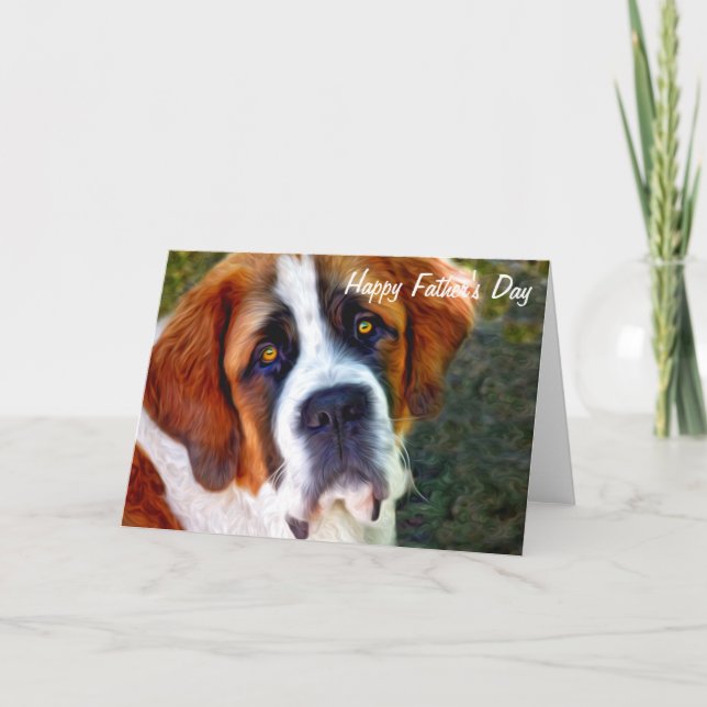 St Bernard Hund Painting Lycklig Fars dag Kort (Framsida)