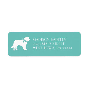 St. Bernard Hund Puppy Returadress Etikett