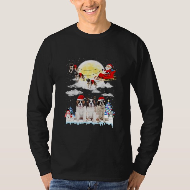 St Bernard Hund Santa Sleigh jul Älskare  T Shirt (Framsida)