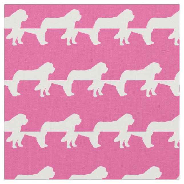 St Bernard Hund Silhouette Pet Rosa Tyg (Närbild)
