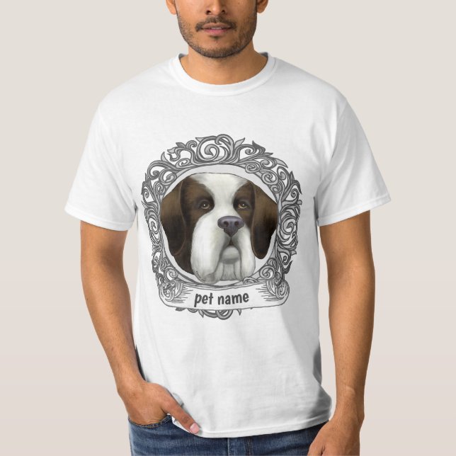 St Bernard Hund T Shirt (Framsida)