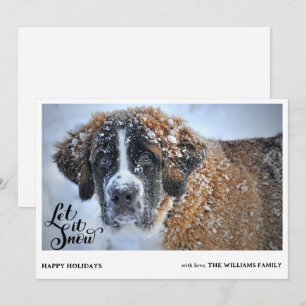 St. Bernard Hund täckt med Snö fotojul Julkort