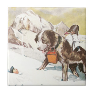 St Bernard hund till räddingen Kakelplatta