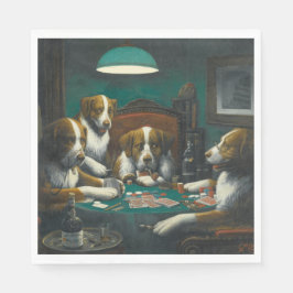 St Bernard Hundar Spelare (Retro Animal Art) Pappersservett