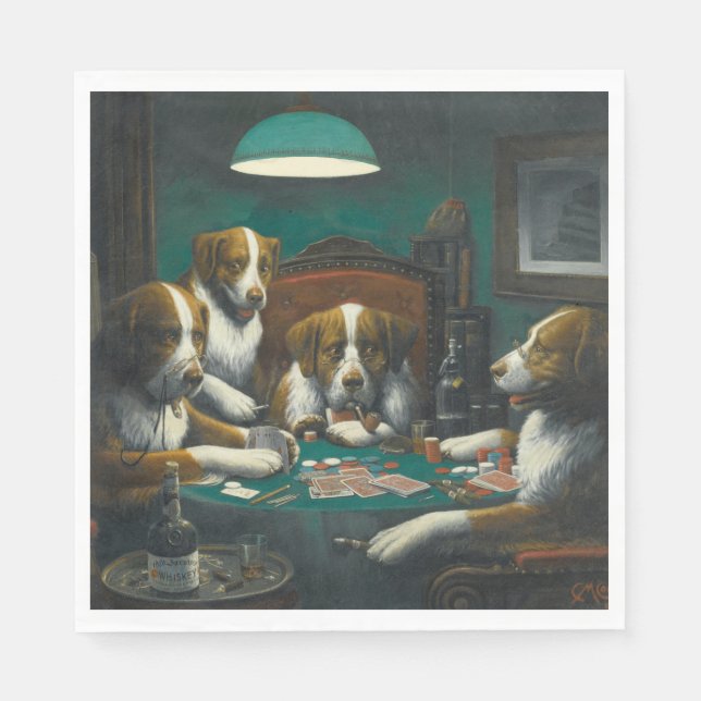 St Bernard Hundar Spelare (Retro Animal Art) Pappersservett (Framsidan)