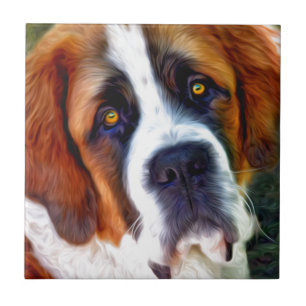 St Bernard hundmålning Kakelplatta