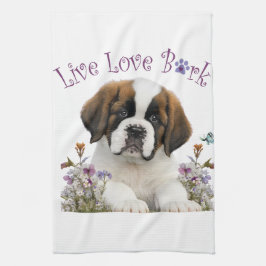 St. Bernard Hundmamma Blommig Kökshandduk