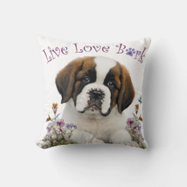 St. Bernard Hundmamma Blommig Kudde