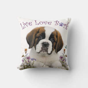 St. Bernard Hundmamma Blommig Kudde