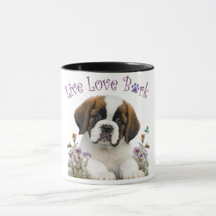 St. Bernard Hundmamma Blommig Mugg