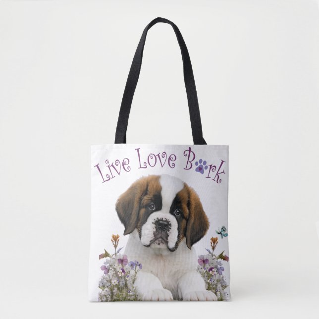 St. Bernard Hundmamma Blommig Tygkasse (Framsida)