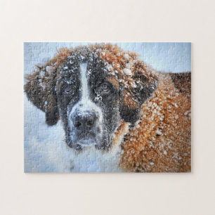 St Bernard i Snö Pussel