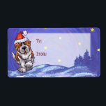 St. Bernard-jul Fraktsedel<br><div class="desc">Djurens Parad Festive Saint Bernard-julgåvor och tillbehör till julklappar från Imagine Det där! Utformningen har vår originalbild av en söt brun och vit St Bernard-hund som är utsliten för helgdagarna med en stark röd tomtehatt på huvudet och en feg grönt, hollisk andedräkt på rumpan med en fuktig röd båge. På...</div>