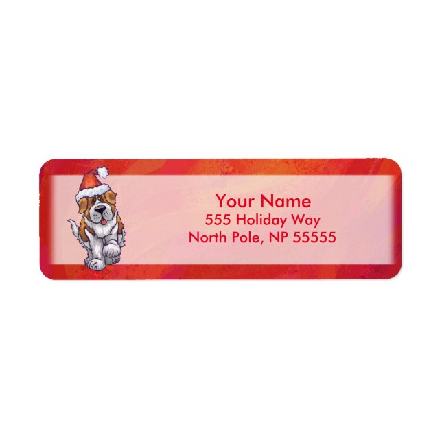 St. Bernard-julen på Röd Returadress Etikett (Framsidan)