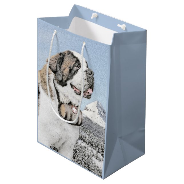 St Bernard målning - gullig original- hundkonst (Framsidan Vinklad)