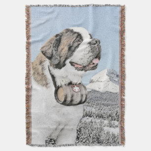 St Bernard målning - gullig original- hundkonst Filt