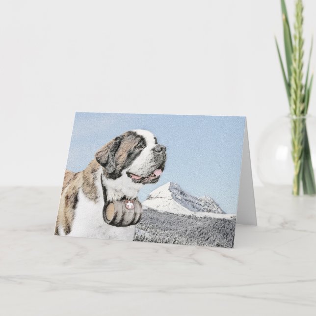 St Bernard målning - gullig original- hundkonst Kort (Framsida)