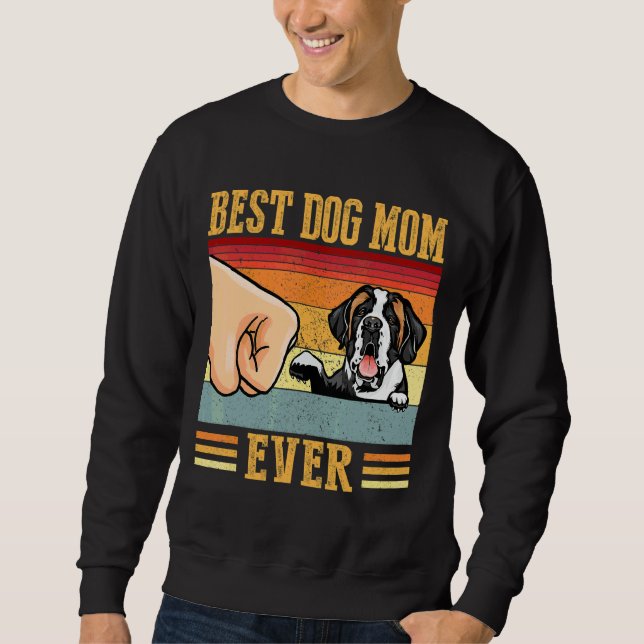 St Bernard Mamma Best Hund Mamma Lång Ärmad Tröja (Framsida)