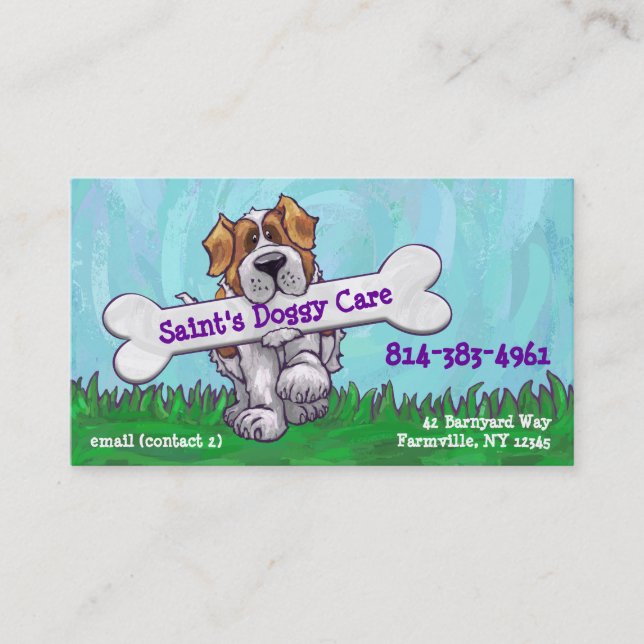 St Bernard med visitkortar för ett ben Visitkort (Framsida)