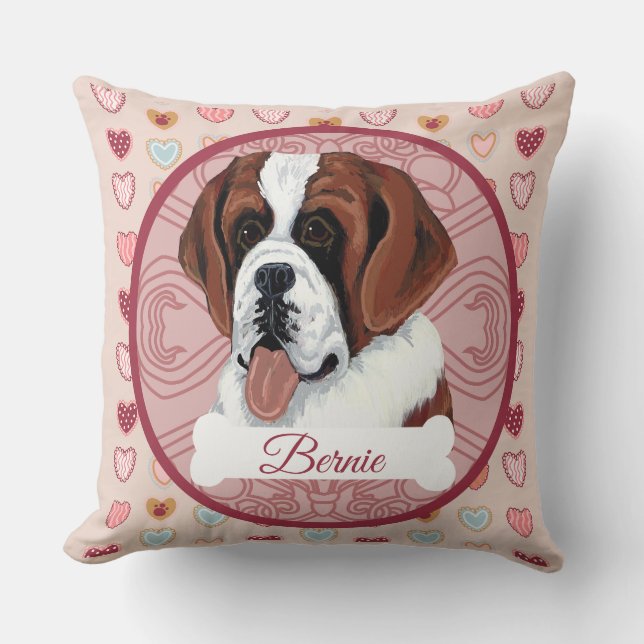 St Bernard Personalize Valentine Pillow Kudde (Framsida)