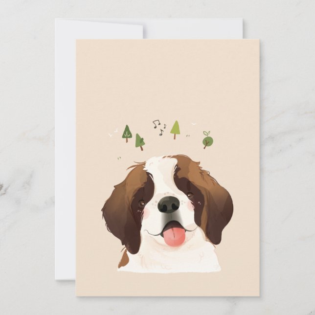 St. Bernard Pet Hund Illustration Porträtt Tack Kort (Framsida)