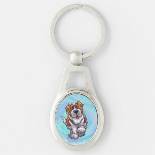 St. Bernard-presenter & accessoarer Ovalt Silverfärgad Nyckelring