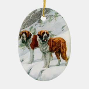 St Bernard prydnad Julgransprydnad Keramik
