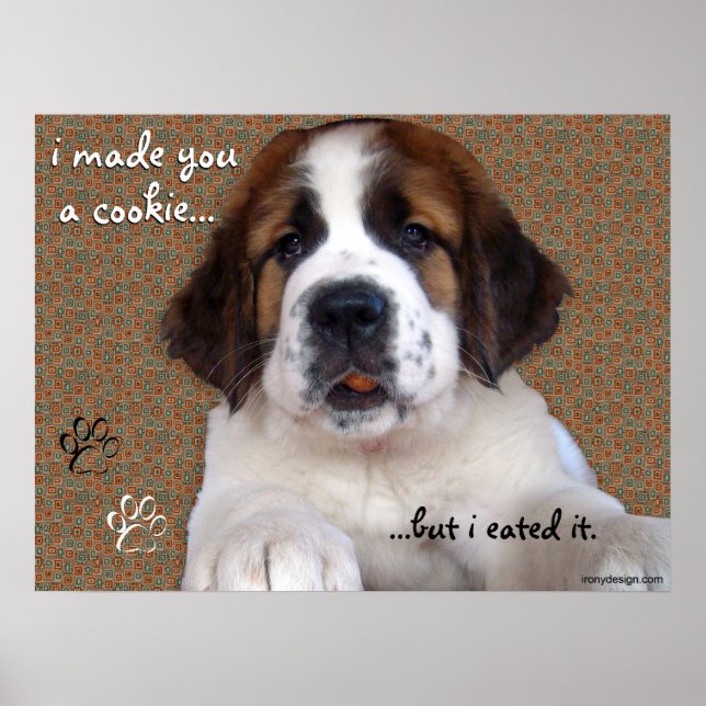 St Bernard Puppy Cookie Poster (Framsidan)