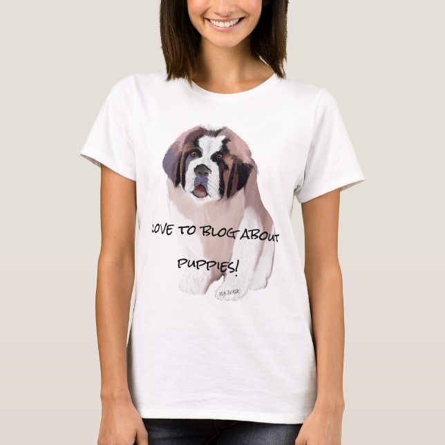 St. Bernard Puppy-Hund Bloggare T Shirt (Framsida)
