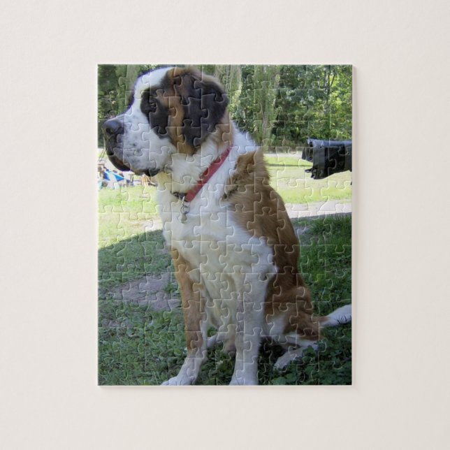 St Bernard som sitter 2 Pussel (Vertikal)
