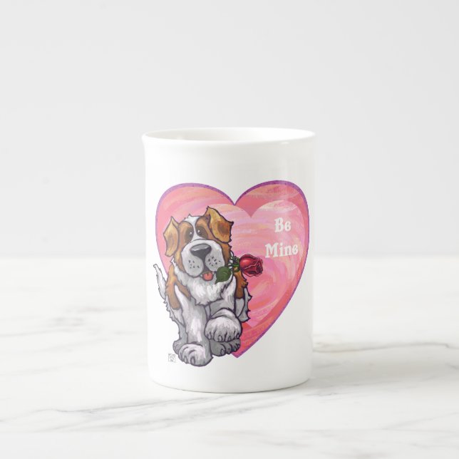 St. Bernard Valentindagen Benporslin Mugg (Framsidan)